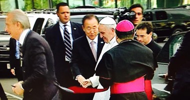 بابا الفاتيكان يلتقى بان كى مون بمقر الأمم المتحدة