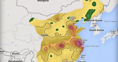 علماء يضعون خريطة ترصد خطورة تلوث الهواء فى الصين.. "الوضع يزداد سوءا"