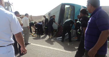 خروج 22 مصابا بحادث الأتوبيس السياحى من مستشفى بنى سويف