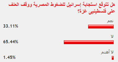 66% من القراء لم يتوقعوا نجاح الضغوط المصرية لوقف العنف فى غزة