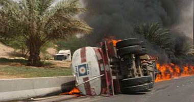 احتراق شاحنة برتقال على طريق سفاجا - القصير قبل وصولها للسودان