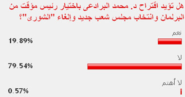 80% من القراء يرفضون اقتراح البرادعى بانتخاب رئيس مؤقت من البرلمان