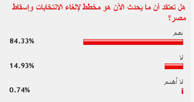 84% من القراء: ما يحدث الآن هو مخطط لإلغاء الانتخابات وإسقاط مصر