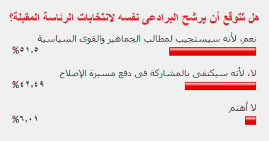 القراء مقتنعون بترشح البرادعى للرئاسة استجابة للجماهير