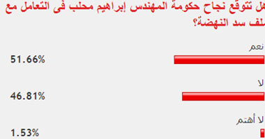 51%من قراء اليوم السابع يتوقعون نجاح حكومة محلب فى حل أزمة سد النهضة