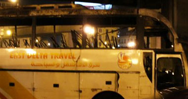 احتراق أتوبيس شرق الدلتا بطريق الإسماعيلية ـ السويس