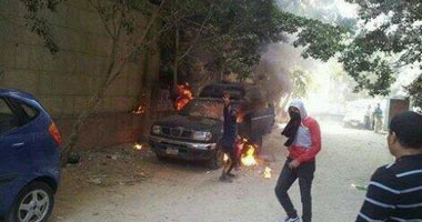 عناصر من الإخوان يحرقون سيارات ومنزل ضابط شرطة بالسويس