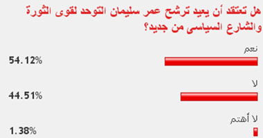 54% من القراء: ترشيح عمر سليمان سيوحد قوى الثورة 