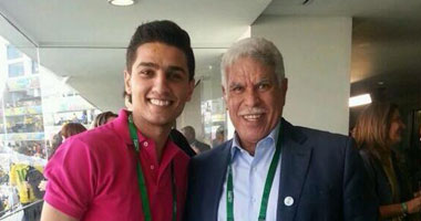 حسن شحاتة ومحمد عساف فى حفل افتتاح المونديال