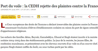 المحكمة الأوروبية تؤيد طرد محجبات فى فرنسا