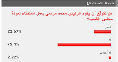 75 % من القراء لا يتوقعون عمل استفتاء حول عودة مجلس الشعب