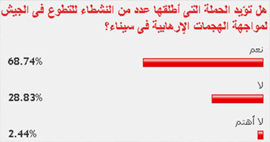 68.74% من القراء يؤيدون التطوع بالجيش لمواجهة الإرهاب بسيناء