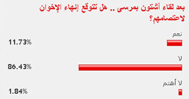 86% من القراء يستبعدون إنهاء الإخوان لاعتصامهم بعد لقاء  آشتون