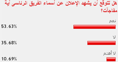 54% من القراء يتوقعون مفاجآت فى تشكيل الفريق الرئاسى