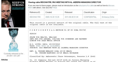 "ويكيليكس" يكشف تعامل مدير شبكة الجزيرة مع  المخابرات الأمريكية
