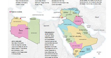 "نيويورك تايمز" تنشر خريطة مغلوطة تتوقع من خلالها تفتيت سوريا والعراق وليبيا واليمن والسعودية إلى 14 دولة.. الصحيفة الأمريكية تمرر رسالة خبيثة حول وجود صراعات طائفية بالمنطقة العربية والخليج