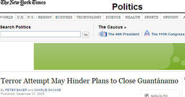 نيويورك تايمز:محاولة تفجير الطائرة تعرقل جهود إغلاق جوانتانامو
