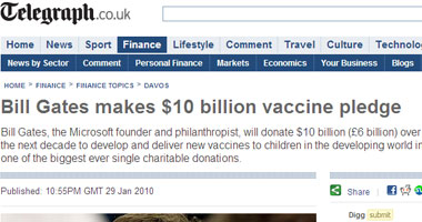 جيتس يتبرع بـ 10 مليارات دولار للقاحات الأطفال