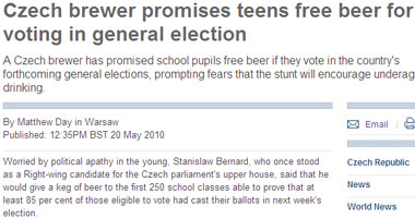 نائب أوروبى يوزع البيرة للتصويت فى الانتخابات