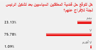 76 % من القراء: لجنة المعتقلين السياسيين لن تنجح فى الإفراج عنهم