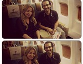 رزان تنشر صورتها مع أحمد حلمى على متن طائرة