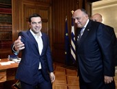 بالصور.. سامح شكرى يلتقى رئيس الوزراء اليونانى فى أثينا