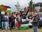 الجبهة الشعبية لتحرير فلسطين تتظاهر أمام مبنى "ميركل" بسبب زيارة نتنياهو