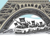 كاريكاتير إسرائيلى :داعش تحتل إيفل بعد هجمات باريس