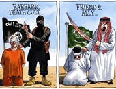 "التايمز" تشبه السعودية بـ"داعش" فى كاريكاتير ينتقد عقوبة "قطع الرأس"