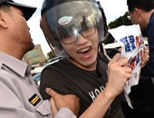 بالصور.. تظاهرات فى تابيه تزامناً مع قمة تاريخية صينية تايوانية