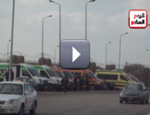 تكثيف سيارات الإسعاف أمام أكاديمية الشرطة 