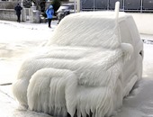 بالصور.. الجليد يترك لوحات فنية على السيارات "بالصدفة"