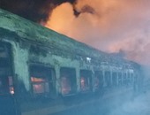 مجهولون ببنى سويف يشعلون النار فى جرار قطار متجه من القاهرة إلى أسوان