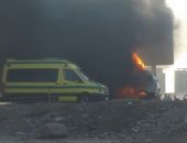 قارئ يشارك بصورة لحريق سيارة أعلى كوبرى المنصورية فى بنها