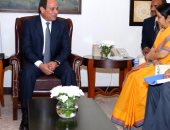 وزيرة خارجية الهند تؤكد للسيسى دور مصر القيادى بأفريقيا والعالم العربى