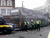 حافلة مانشستر يونايتد تتعرض لحادث سير قبل مواجهة فينورد