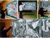 بالصور.. معلم تايوانى يحول السبورة إلى لوحات فنية تنافس دافنشى 