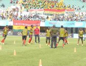 مجموعة مصر.. بالفيديو.. انطلاق تدريبات الإحماء لمنتخبى غانا وأوغندا