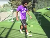 بالفيديو.. مارسيلو يستعرض مهاراته بكرة "التنس" فى تدريبات ريال مدريد