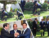 السيسى وزعيما قبرص اليونان يغرسون أشجار الزيتون بـ"الاتحادية"