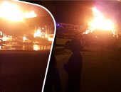 الأدلة الجنائية بمديرية أمن دمياط تعاين موقع محطة المطار المحترقة