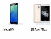 بالمواصفات.. أبرز الفروق بين هاتفى Meizu M5 وZTE Axon 7 Max
