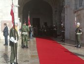 بالصور..استعدادات مراسم استقبال السيسى أمام دير جيرونوميس فى لشبونة