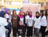 بالصور.. "كونى" حملة "القومى للمرأة" لمناهضة العنف فى جامعة عين شمس
