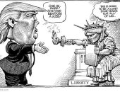 أبرز كاريكاتير للإيكونومست بـ2016: ترامب يدعو تمثال الحرية لمنحه "قبلة"