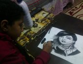 قارئ يشارك ببورتريه للفنانة أنغام من أعمال نجله صاحب الـ9 سنوات