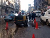 كثافات مرورية بشارع يوسف عباس بسبب كسر ماسورة مياه 