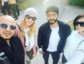 تامر حسنى وزوجته بسمة بوسيل يحضران حفل عمرو يوسف وكندة علوش