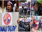 تظاهرات حاشدة قرب السفارة الأمريكية فى الفلبين ضد تنصيب ترامب