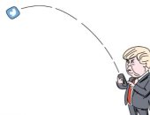 كاريكاتير إسرائيلى ساخر : ترامب يحارب إيران بتغريدات على "تويتر"